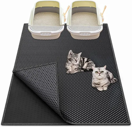 Waretary Tapete para caja de arena para gatos: 36 x 30 pulgadas, impermeable, tapete de captura de arena para gatos y gatos, alfombra de control de