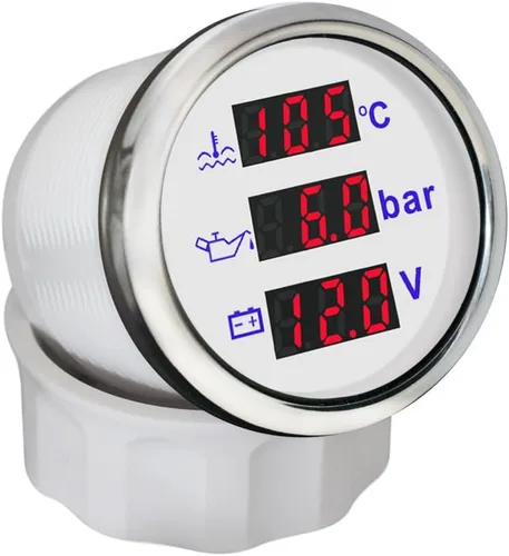 Miniatura 8 de ELING Voltímetro multifuncional 4 en 1 de 3.346 in, presión de aceite, nivel de combustible, medidor de temperatura del agua 9-32 V para automóvil