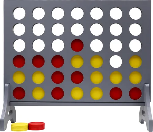 Miniatura 80 de Juego gigante 4 en una fila para familia y adultos – Tailgating Pros Jumbo de madera gris cuatro en una fila juego de patio para interiores