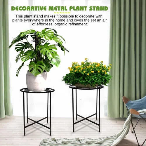 Miniatura 2 de KABB Soporte de metal para plantas, juego de macetas de 15 pulgadas de alto, moderno soporte de hierro redondo de 10 pulgadas a prueba de óxido