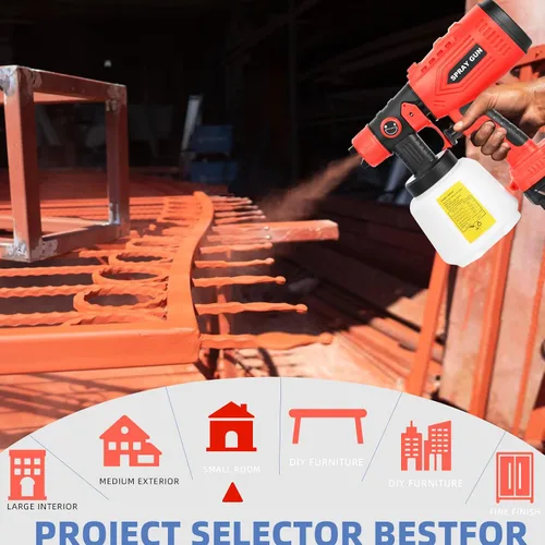Miniatura 4 de Pulverizador de Pintura Inalámbrico Compatible con Batería Milwaukee M18, Pistola de Pintura en Aerosol HVLP con 4 Boquillas de Cobre, Motor de Alta