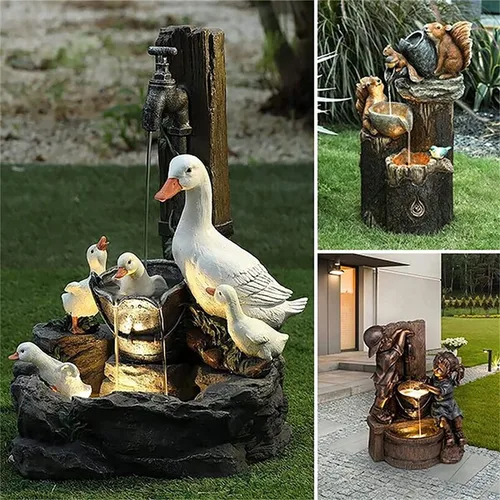 Miniatura 4 de Fuentes solares con patos de resina, estatua de fuente de agua de pato, decoración de patio y jardín, fuentes de agua, paisaje al aire libre