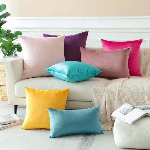 Miniatura 3 de OTOSTAR Fundas de almohada decorativas de terciopelo suave, fundas de cojín cuadradas sólidas, decoración del hogar, fundas de almohada para sofá