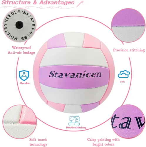 Miniatura 6 de Volleyball Official Size 5 for Indoor Outdoor, Soft Touch Volleyballs for Adults Beach Play,Pool,Game,Gym,Training, Waterproof Volleyball with Ball