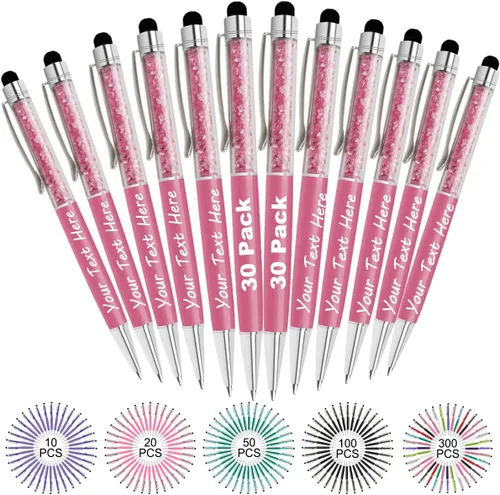 Miniatura 34 de Bolígrafos personalizados con nombre y texto, bolígrafos de diamantes de cristal personalizados a granel, 10 bolígrafos, regalos para mujeres
