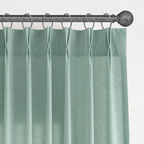 Aersas 2 paneles de cortinas plisadas de lino para sala de estar y dormitorio, cortinas bohemias y neutras con ganchos, 40x84 pulgadas de largo,