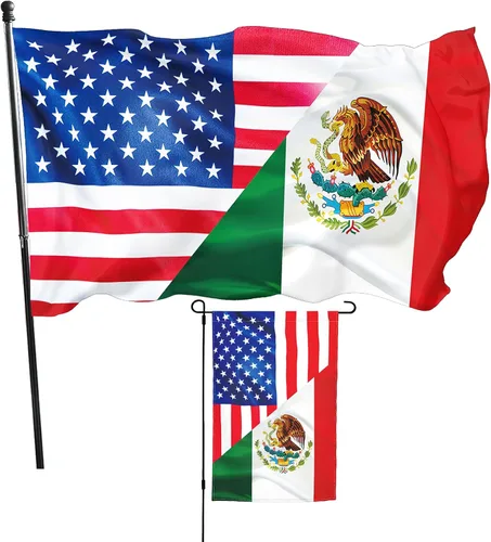 Bandera de la amistad de México, Estados Unidos, banderas amigables de 3 x 5 pies, banderas de jardín y banderas de jardín de 12 x 18 pulgadas,