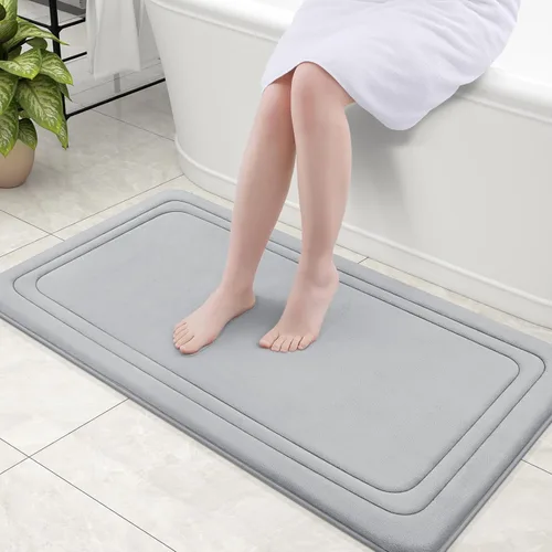 Miniatura 19 de Grandaily Alfombra de baño de espuma viscoelástica de 24 x 16 pulgadas, ultrasuave, antideslizante y absorbente, lavable a máquina, cómoda alfombra