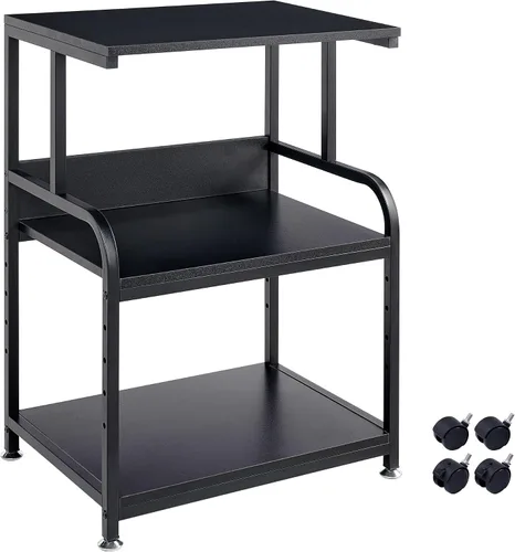 Fannova Soporte para impresora, mesa de impresora de 3 niveles con estante de almacenamiento ajustable en altura, carrito de impresora rodante con