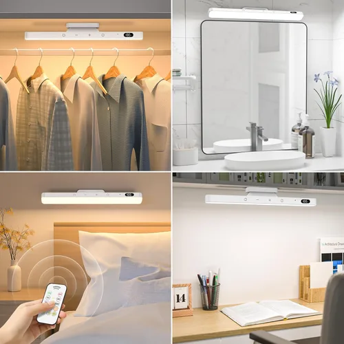 Miniatura 4 de Ferswe Barra de Luz Recargable de 3W con Control Remoto, Luces de Espejo Ajustables de 3 Colores, Batería de 2000mAh para Maquillaje, Táctil