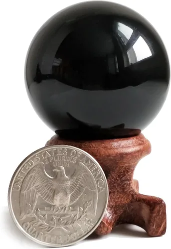 Miniatura 7 de Bola de cristal de obsidiana negra de 1.6 pulgadas para espejo mágico, Fengshui, meditación, curación, adivinación, decoración del hogar, magia negra