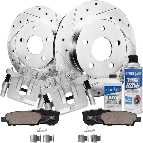 Miniatura 80 de Detroit Axle - Kit de freno delantero para Ford Explorer Mercury Mountaineer 2002-2005 Bujes de rodamiento de rueda perforados y ranurados rotores