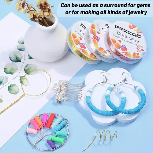 Miniatura 2 de Paxcoo Paquete de 3 alambres de joyería para manualidades, calibre 18, resistentes al deslustre, para suministros de fabricación de joyas