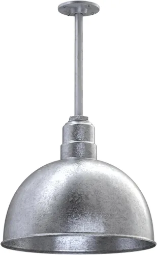 Miniatura 65 de Steel Lighting Co. Colgante de cuenco rosa Lámpara montada en el techo Cúpula de 15 pulgadas vástago de 12 pulgadas Estilo granero de acero