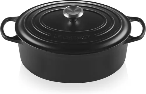 Le Creuset - Olla holandesa ovalada de hierro fundido esmaltado, de 6.75 cuartos de galón, color regaliz