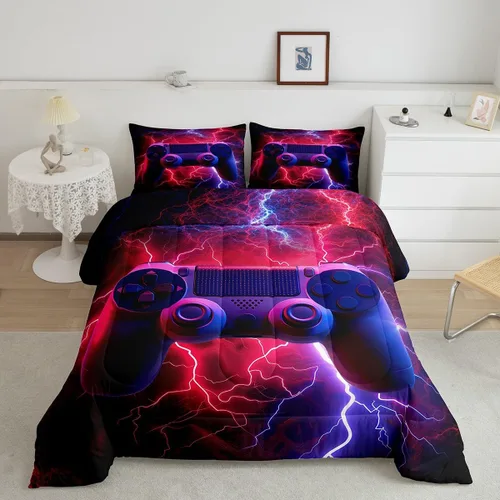 Miniatura 8 de Juego de edredón de videojuegos para niños y adolescentes, juego de ropa de cama para todas las estaciones, juego de ropa de cama