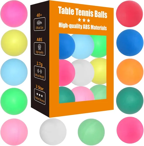 Miniatura 9 de Bolas de ping pong de alto rebote y duraderas de ABS de colores con clasificación de 3 estrellas para 4 entrenamientos, juegos de fiesta, juguetes
