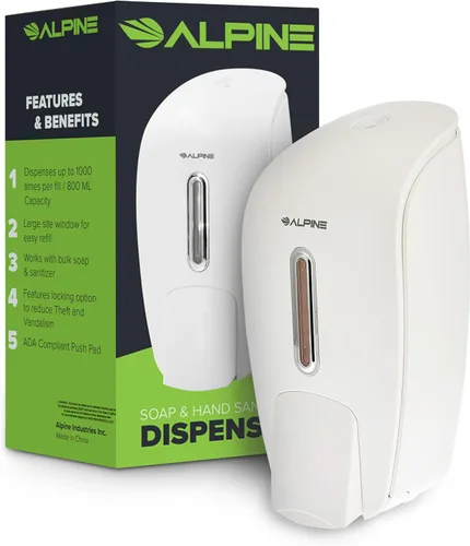 Alpine Dispensador de jabón manual de montaje en pared, dispensador de jabón comercial montado en la pared para jabón líquido y desinfectante de