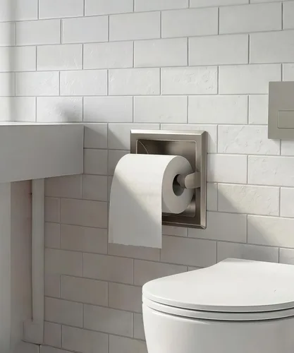 Miniatura 2 de FORIOUS Soporte de papel higiénico empotrado, soporte de rollo de papel higiénico de acero inoxidable duradero de montaje en pared para baño
