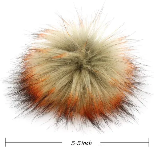 Miniatura 4 de Furling Pompoms 12 pompones de piel sintética de mapache esponjoso con botón de presión para sombreros de punto, bufandas, accesorios de 5.5 Gris