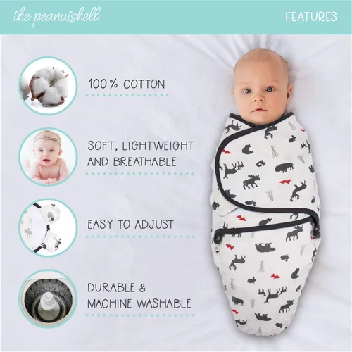 Miniatura 2 de The Peanutshell Juego de 3 mantas para bebé, saco de dormir para recién nacido, saco de dormir para recién nacidos, saco de pañales para recién