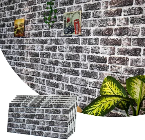 Miniatura 17 de Dundee Deco Paneles de pared 3D de ladrillo sintético, revestimiento de pared con aspecto de piedra roja, gris y marrón, espuma de poliestireno