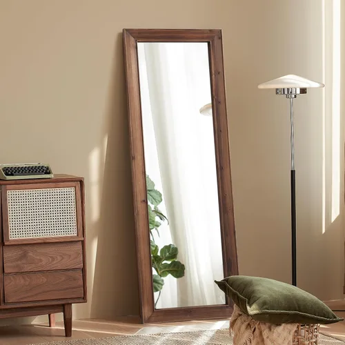 Miniatura 2 de Espejo rústico de cuerpo entero, marco de madera, 56 x 21 pulgadas, espejo de pie para dormitorio, sala de estar, entrada, colgar o inclinarse