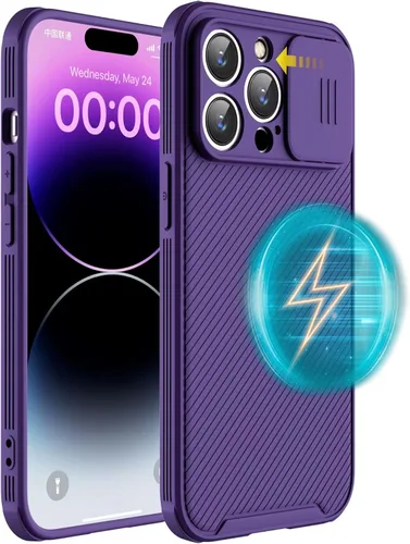 Miniatura 12 de Funda para iPhone 14 compatible con Magsafe, funda protectora de cámara iPhone 14 [compatible con carga inalámbrica] con cubierta deslizante