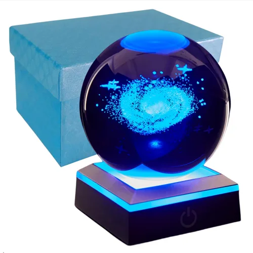Miniatura 12 de Lámpara de noche de bola de cristal 3D con base LED - Lámpara de bola de cristal en forma de pez para cumpleaños, festividades, regalos de Navidad