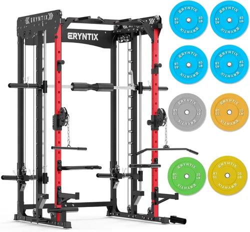Miniatura 10 de Smith Machine, 2600 LBS Capacity Power Rack for Home Gym Garage, All-in-One Power Cage with Cable Crossover, Heavy-Duty Squat Rack, 84'' Home Gym