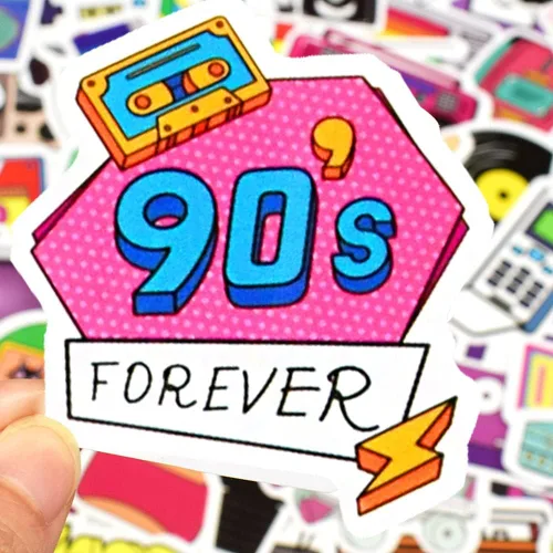 Miniatura 6 de QTL Calcomanías de los años 80 y 90 para adultos, suministros de fiesta retro, calcomanías de vinilo impermeables para botellas de agua