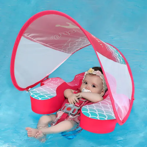 Swimbobo - Flotadores para piscina con toldo no inflable, material de tela suave y agradable a la piel, flotador de natación infantil para niños y