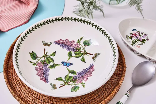 Miniatura 2 de Portmeirion Botanic Garden - Tazón de fruta bajo Tazón para pasta de 13 pulgadas con motivo lila Fabricado en Inglaterra con loza fina Apto