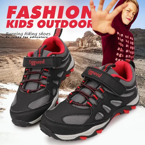 Miniatura 4 de UOVO Botas de senderismo resistentes al agua para niños, zapatos para caminar al aire libre, antideslizantes, al tobillo, zapatos deportivos
