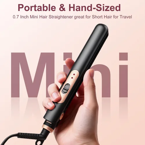 Miniatura 7 de JAETON Plancha plana pequeña de 0.7 pulgadas, mini alisador y rizador 2 en 1, calor 30S, rizador de viaje de doble voltaje, para cabello corto