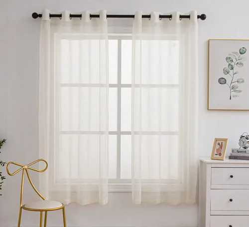Miniatura 72 de PI - Cortinas traslúcidas con paneles pequeños, cortina transparente para ventana de cocina, mirador, 2 paneles