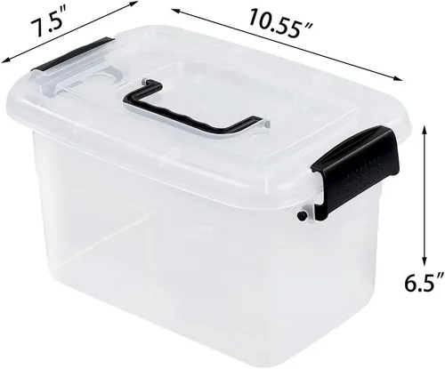 Miniatura 2 de Paquete de 6 cajas de almacenamiento de 5.5 cuartos de galón con tapas, pequeños contenedores de almacenamiento de plástico con asa