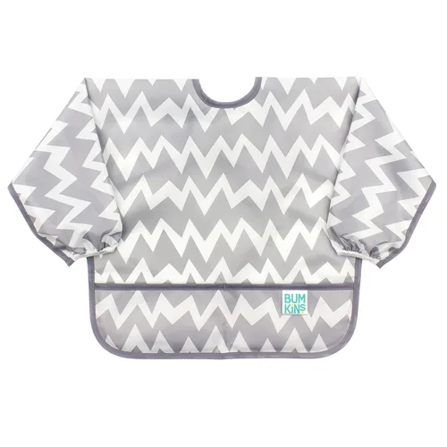 Miniatura 20 de Bumkins Babero con mangas para bebé, babero para niños pequeños, smock, tela impermeable, se adapta a edades de 6 a 24 meses, acuarela Acuarela E6