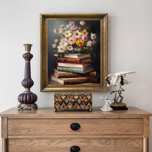Miniatura 2 de Arte de Lienzo para Pared Moody Flower Books Póster Floral Vintage Impresión Arte de la Naturaleza Estético Flores Silvestres de Primavera Arte