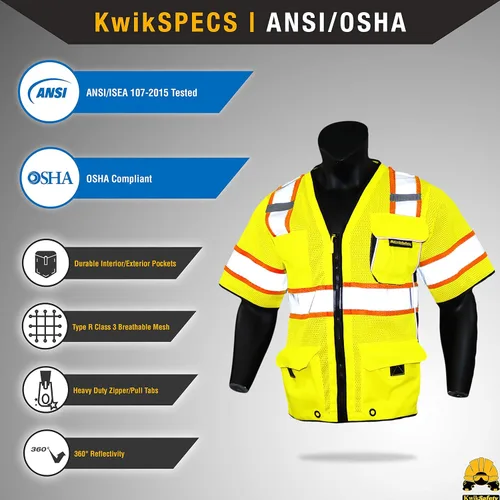 Miniatura 2 de KwikSafety - Charlotte, NC - Men's & Women's Class 3 Safety Vest PPE Hi Vis Reflective ANSI OSHA