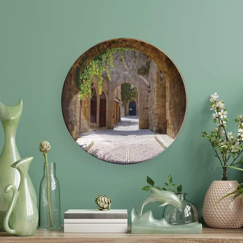 Miniatura 5 de Plato decorativo de 6 pulgadas, cerámica toscana, antigua calle italiana en pequeña ciudad provincial de Italia, placa de exhibición europea hecha a