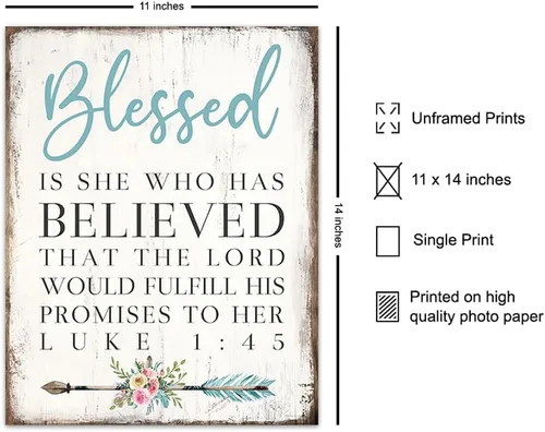 Miniatura 2 de Arte de pared inspirador con versículo bíblico de 11 x 14 pulgadas, versículos bíblicos motivacionales, decoración de pared para mujeres, impresión