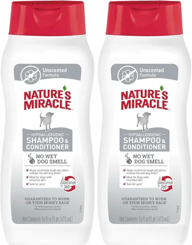 Miniatura 12 de Nature's Miracle Champú y acondicionador hipoalergénico para perros, 16 onzas, sin perfume