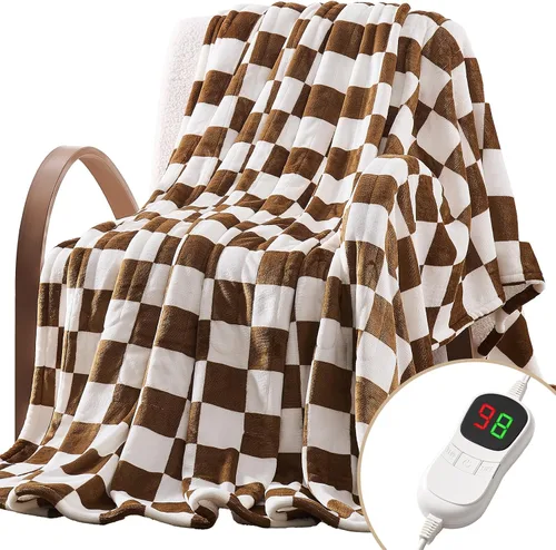 Miniatura 26 de Homemate - Manta eléctrica térmica de 50 x 60 pulgadas ultrasuave de franela, manta calefactora con 10 niveles de calor rápido, 8 horas de apagado