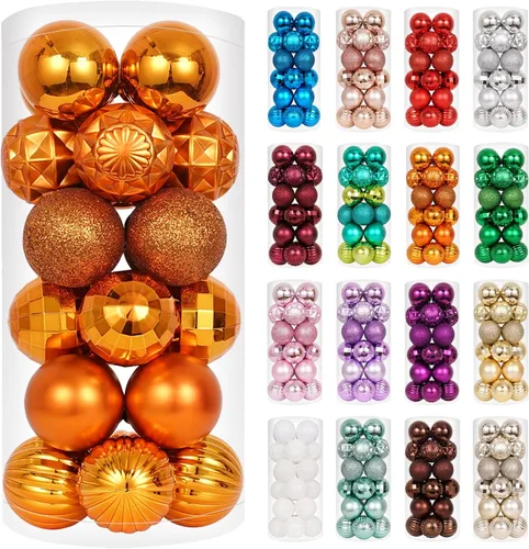 Miniatura 26 de XmasExp - Juego de 24 adornos de bola de Navidad mini irrompibles, adornos para árbol de Navidad, bolas de árbol de Navidad de 30 mm/1.18 pulgadas