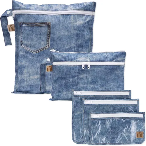 Miniatura 15 de Bolsa impermeable húmeda Bumkins y bolsas de mano húmedas secas para bebé, viaje, traje de baño, pañales de tela, piezas de bomba, piscina, ropa
