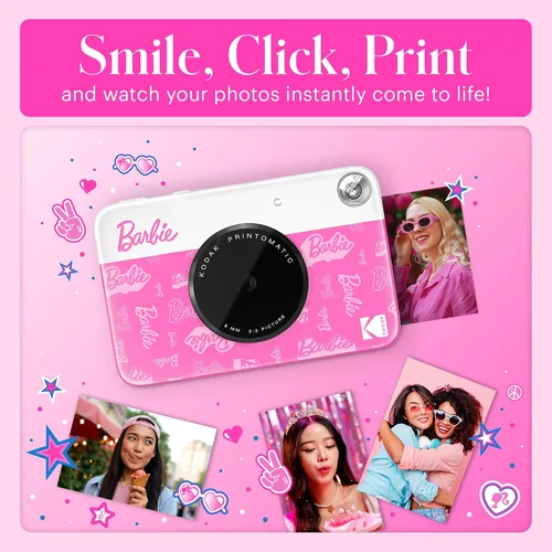 Miniatura 5 de Barbie x Kodak Printomatic - Cámara digital de impresión instantánea a todo color, cámara Barbie portátil de 5 MP imprime fotos coloridas adhesivas