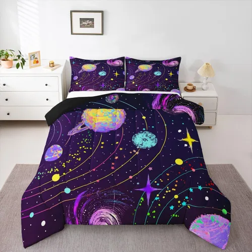 Miniatura 46 de Feelyou Juego de edredón de coche de dibujos animados para niños, edredón de construcción para niños, juego de ropa de cama de camiones y equipos