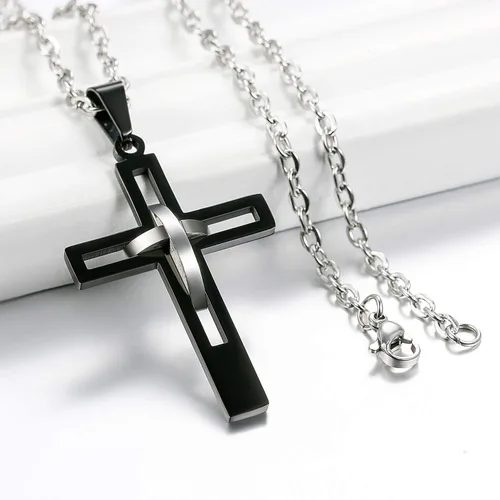 Miniatura 6 de OIDEA Cross Pendant Necklace for Men Women: High Polish Hollow Openwork Stainless Steel Cross Chain Mens Jewelry Gifts