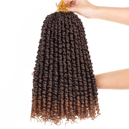 Miniatura 40 de Leeven Cabello de Ganchillo para Mujeres 16 Pulgadas Cabello de Passion Twist Pre-Retorcido 8 Paquetes Ombre Marrón Pre-Enrollado Bomb Crochet #T30